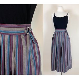 vintage 70s 80s herringbone stripe full circle skirt wrap grunge boho hippie mod